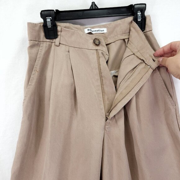 Reformation Mason Pleated Pants Size 0 Wide Leg Trouser 31" - Picture 5 of 16